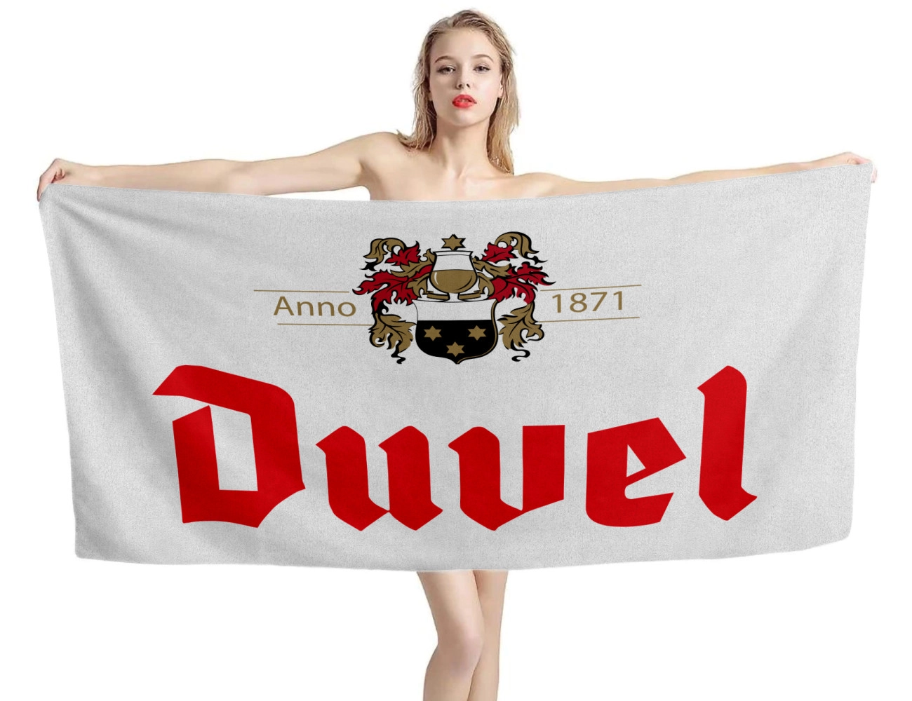 Duvel Beer White Beach Towel, BEER--TOWEL-9