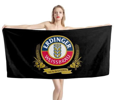 Erdinger Weissbrau Beer Black Beach Towel