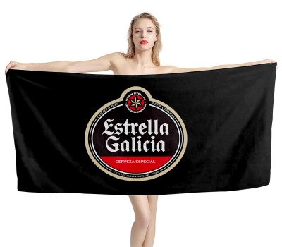 Estrella Galicia Beer Black Beach Towel