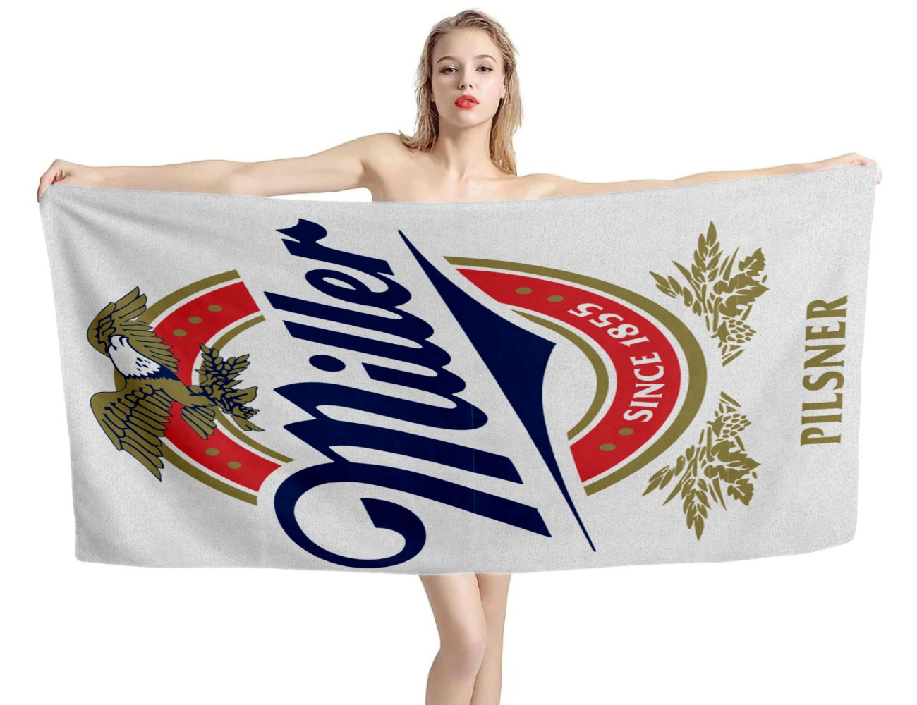 Miller Since 1855 Pilsner White Beach Towel