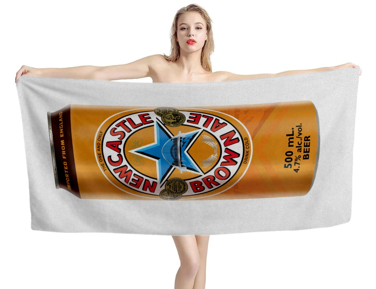 Newcastle Can Beer White Beach Towel