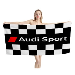 Audi Sport Checkered Racing Black White Beach Towel