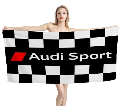 Audi Sport Checkered Racing Black White Beach Towel