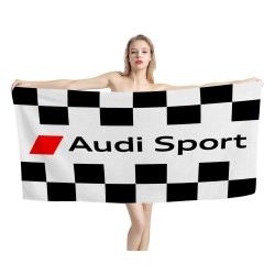 Audi Sport Checkered Racing White Black Beach Towel