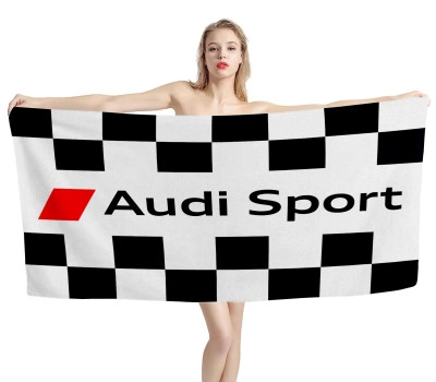 Audi Sport Checkered Racing White Black Beach Towel