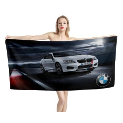 BMW M6 White Car Black Beach Towel