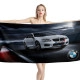 BMW M6 White Car Black Beach Towel - Image 1