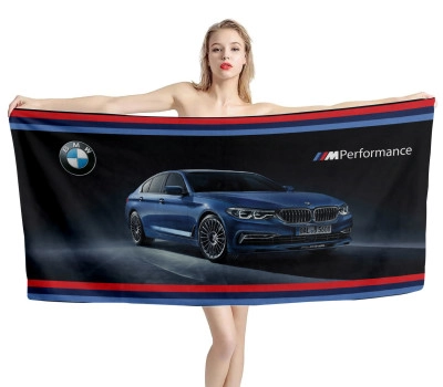 BMW Performance Blue Car Beach Towel