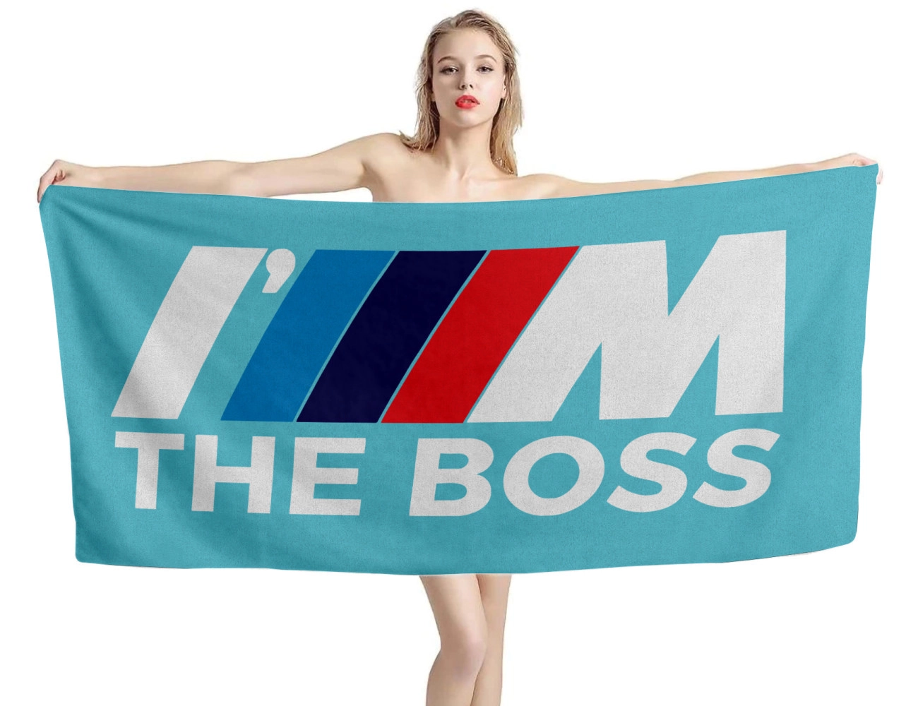 I'm the BMW Boss Blue Beach Towel, BMW-Boss-Blue