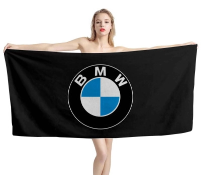 BMW Big Logo Black Beach Towel