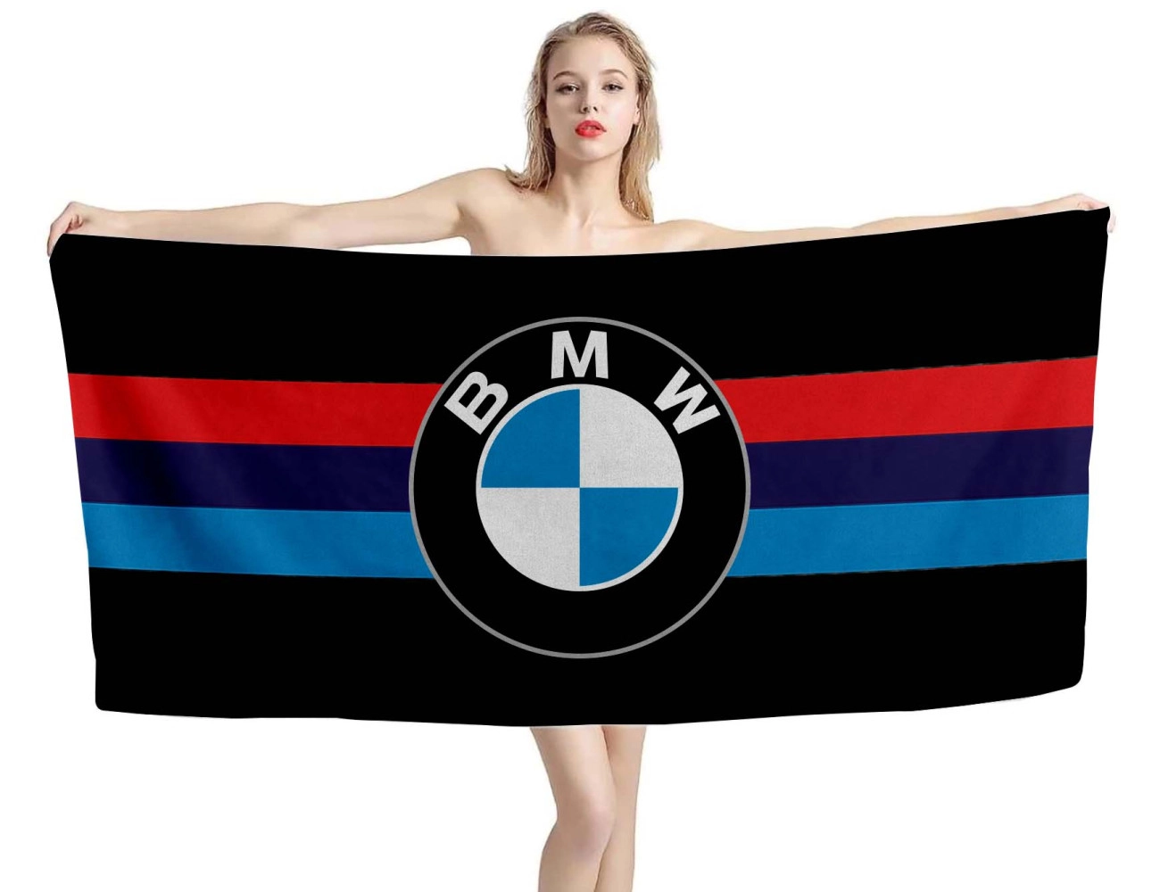 BMW Big Logo Black Beach Towel Model1, BMW02
