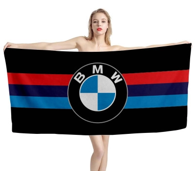 BMW Big Logo Black Beach Towel Model1