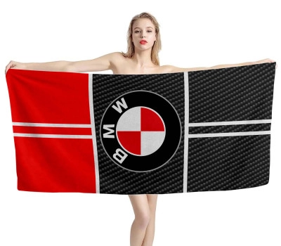 BMW Logo Carbon Red Beach Towel