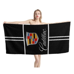 Cadillac Logo Carbon Black Beach Towel