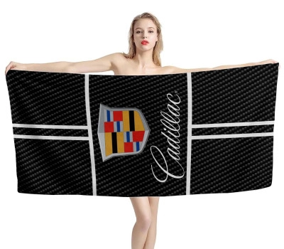 Cadillac Logo Carbon Black Beach Towel