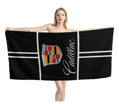 Cadillac Logo Carbon Black Beach Towel