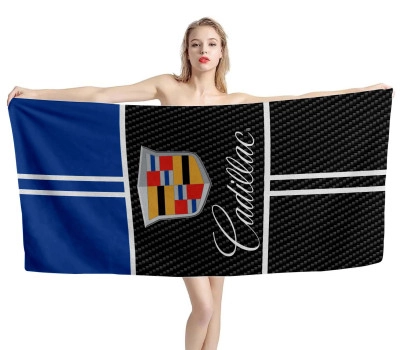 Cadillac Logo Carbon Blue Beach Towel