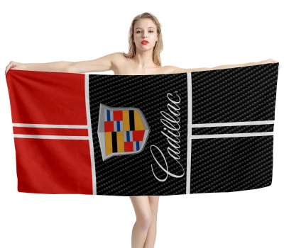 Cadillac Logo Carbon Red Beach Towel