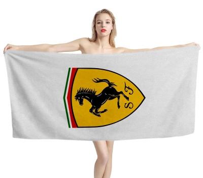 Ferrari Emblem logo White Beach Towel