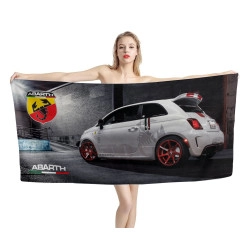 Fiat 500 Abarth White Car Beach Towel
