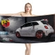 Fiat 500 Abarth White Car Beach Towel - Image 1