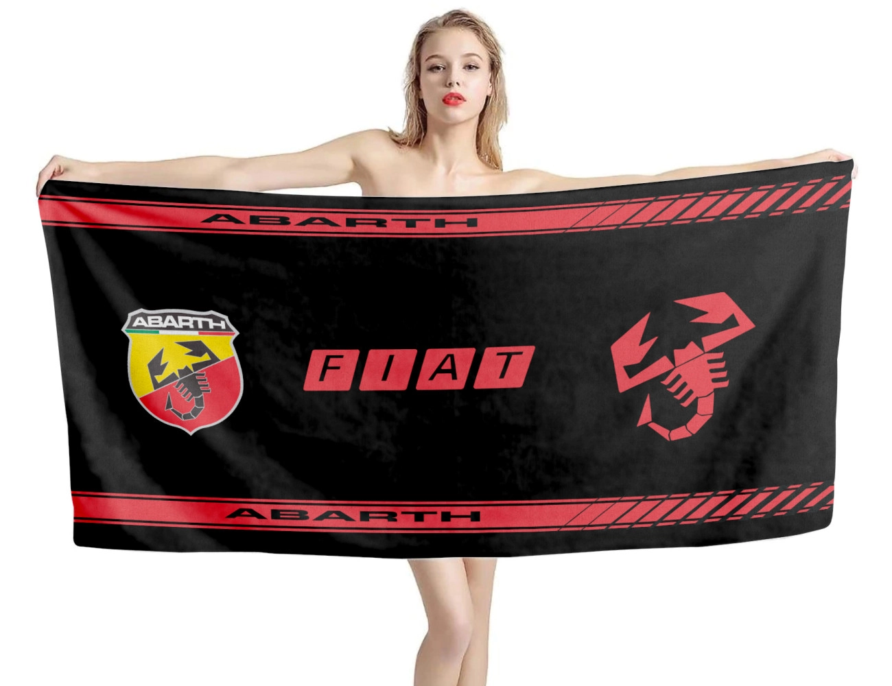 Fiat Abarth Logo Schwarz Strandtücher, FIAT--05