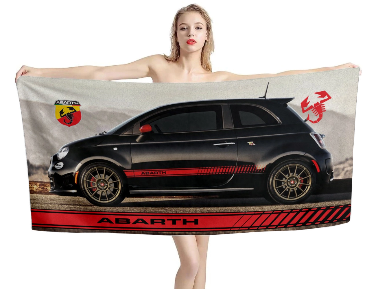 Fiat Abarth Schwarz Car Strandtücher, FIAT--06