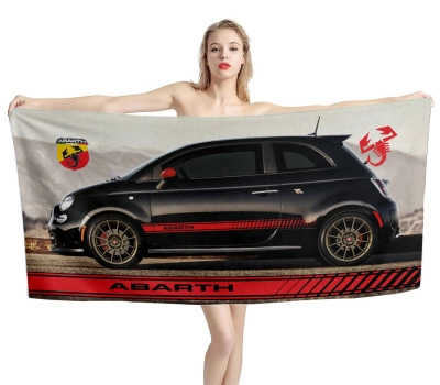 Fiat Abarth Black Car Beach Towel