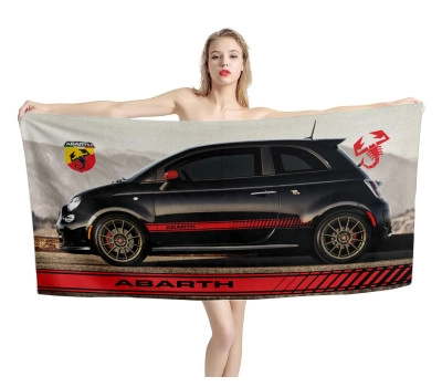 Fiat Abarth Black Car Beach Towel