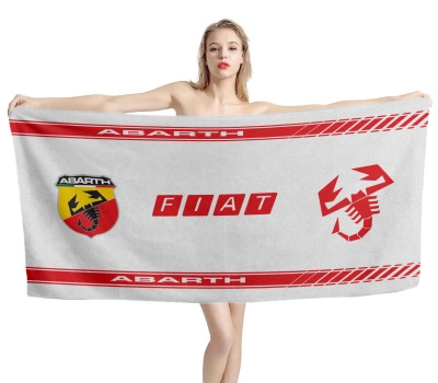 Fiat Abarth Logo White Beach Towel