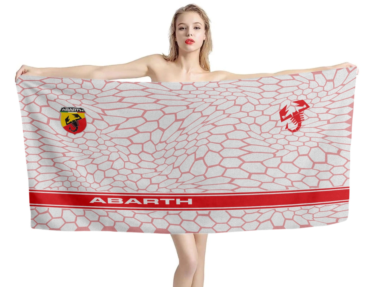 Fiat Abarth Rot Hex Weiß Strandtücher, FIAT--09