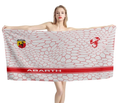 Fiat Abarth Red Hex White Beach Towel