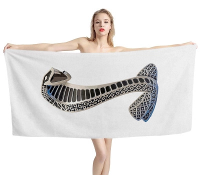 Ford Mustang Shelby GT 500 Logo White Beach Towel
