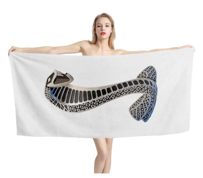 Ford Mustang Shelby GT 500 Logo White Beach Towel