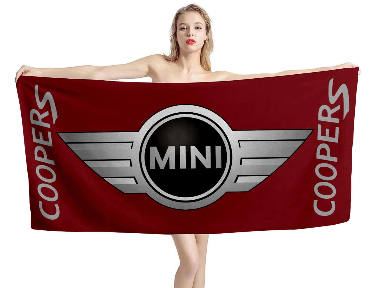 Mini Cooper Dark Red Beach Towel