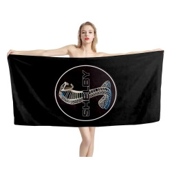 Mustang Shelby Logo Black Beach Towel