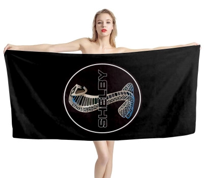 Mustang Shelby Logo Black Beach Towel