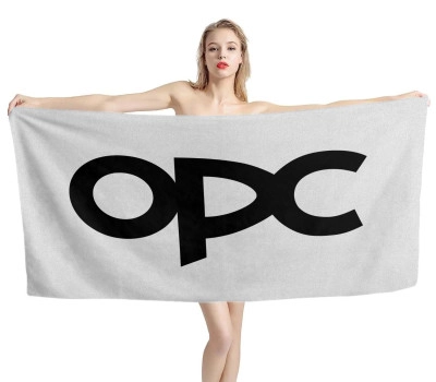Opel OPC Logo White Beach Towel