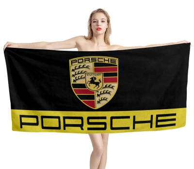 Porsche Black Gold Beach Towel