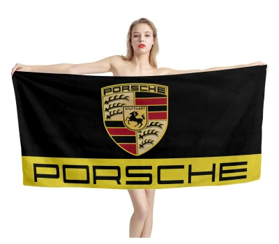 Porsche Black Gold Beach Towel