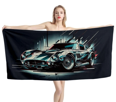Porsche 911 Vintage Artwork Beach Towel