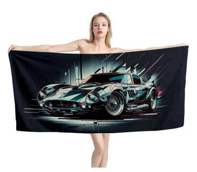 Porsche 911 Vintage Artwork Beach Towel