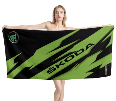 Skoda Black Green Beach Towel