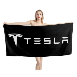Tesla Black Beach Towel