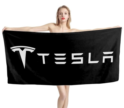 Tesla Black Beach Towel
