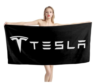 Tesla Black Beach Towel