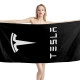 Tesla Logo Black Beach Towel - Image 1