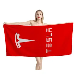 Tesla Logo Red Beach Towel