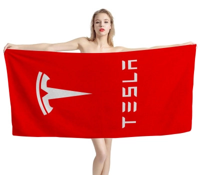 Tesla Logo Red Beach Towel
