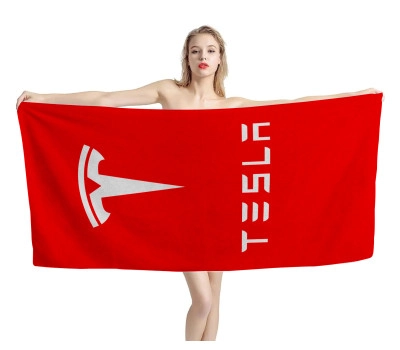Tesla Logo Red Beach Towel